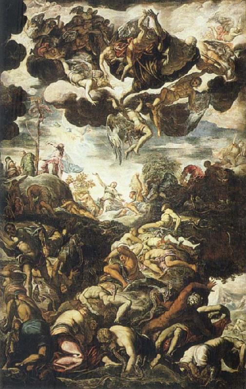 TINTORETTO, Jacopo Miracle of the Brazen Serpent Spain oil painting art